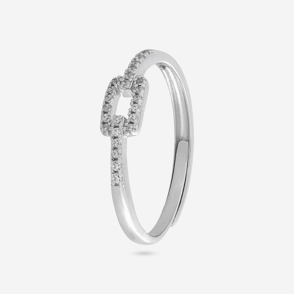 White Rodium Plated - Office Wear Silver Finger Ring - 466220 : 466220