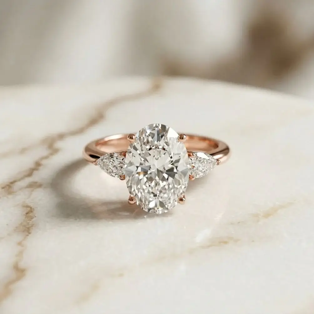 3.1Ct Moissanite Oval Cut Three-Stone Elegance Ring : ZLM-10133R-10N