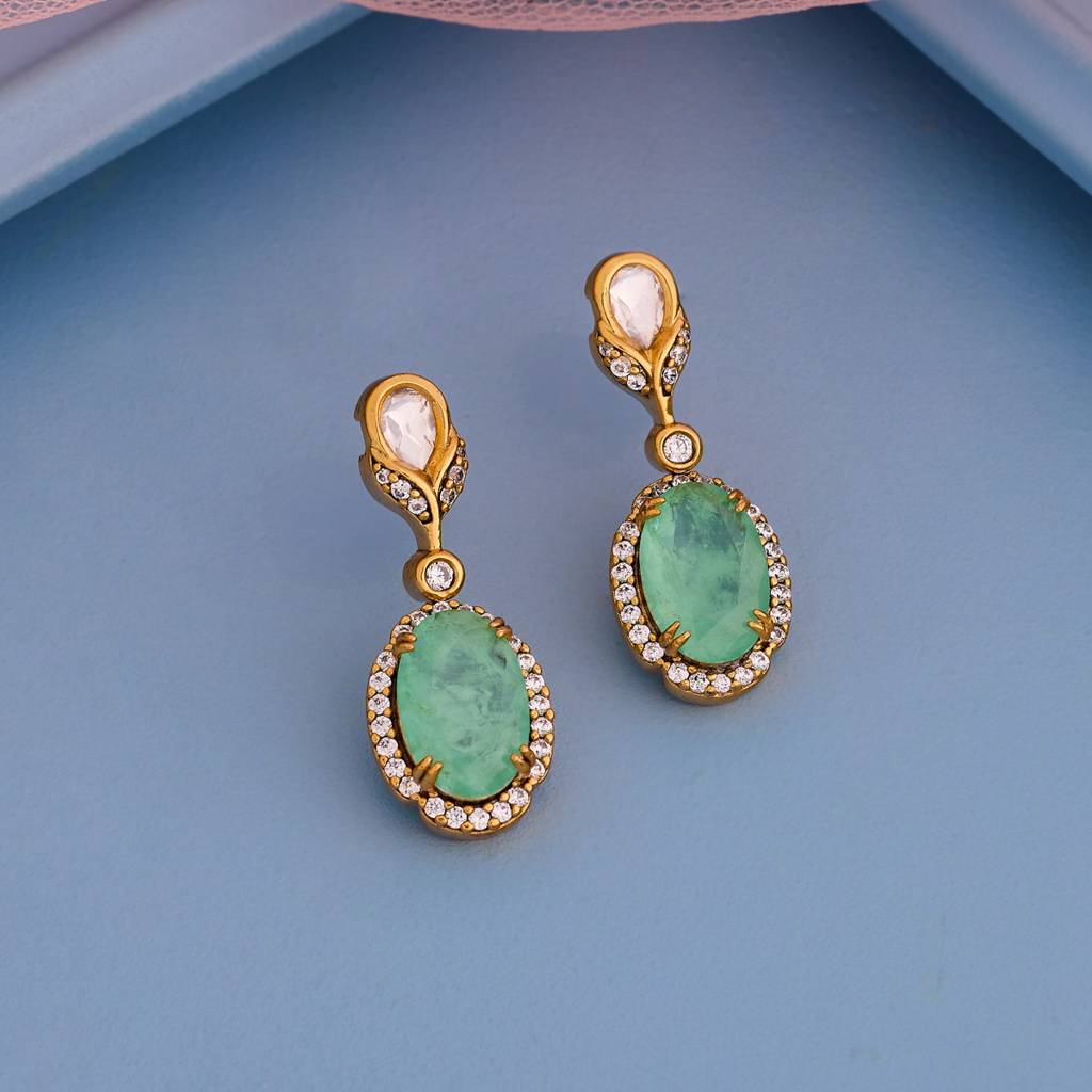 Victorian - Plated Bridesmaid Kundan Earring - 461671 : 461672