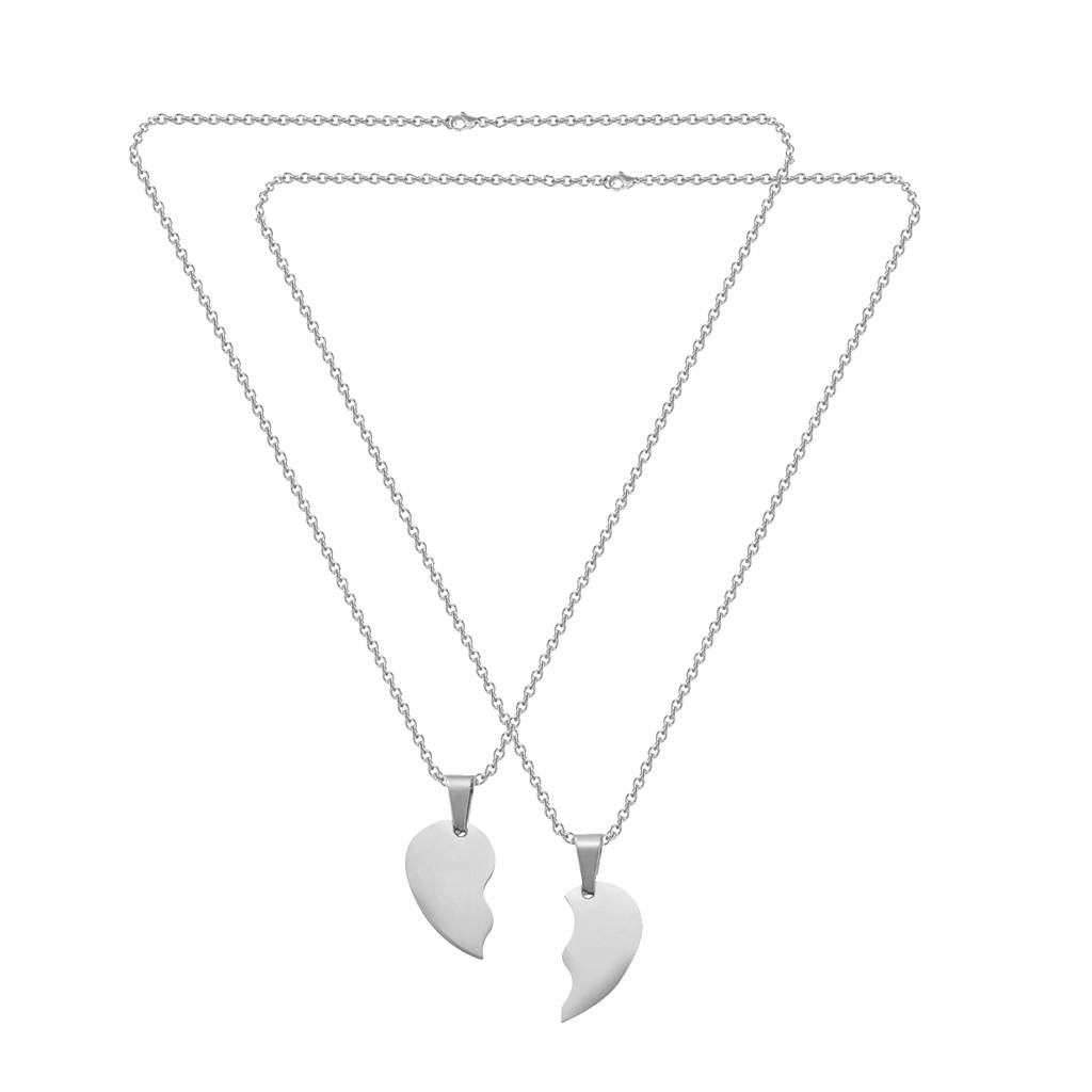 Gold Plated Heart Shape Couple Pendant Chain Necklace Contemporary Style Jewellery For Men & Women : PFCCP20S