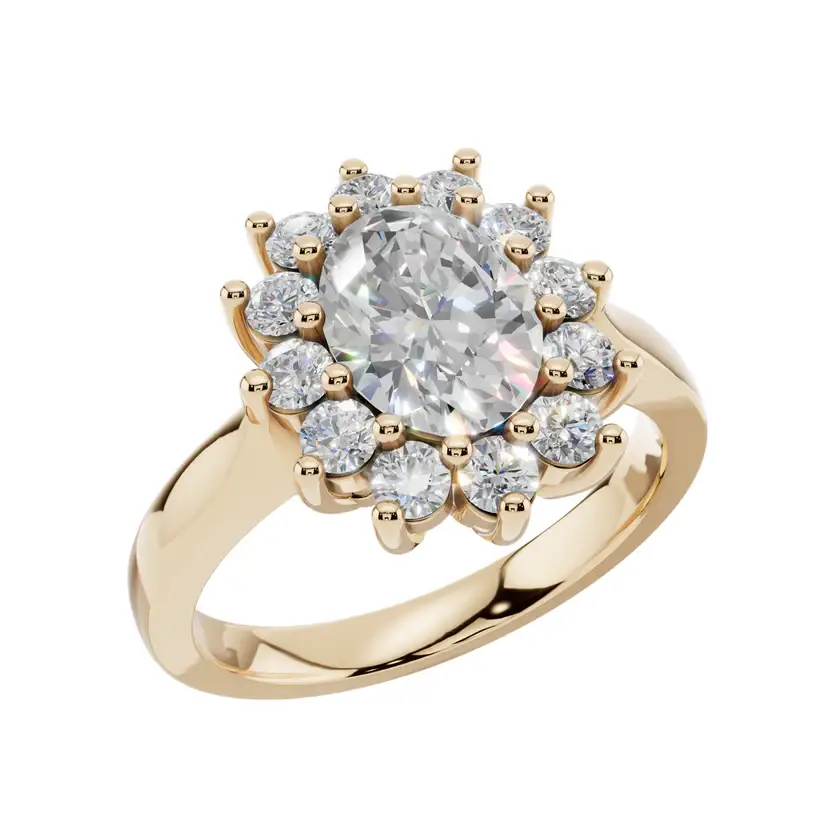 The Oval Halo Bloom Pure Silver Ring : VRG08-SL-9-G
