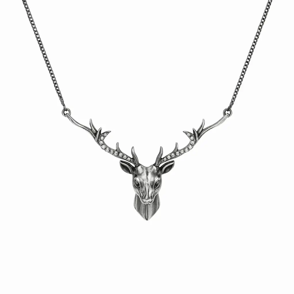 Silver Deer Pendant With Chain : 24238487