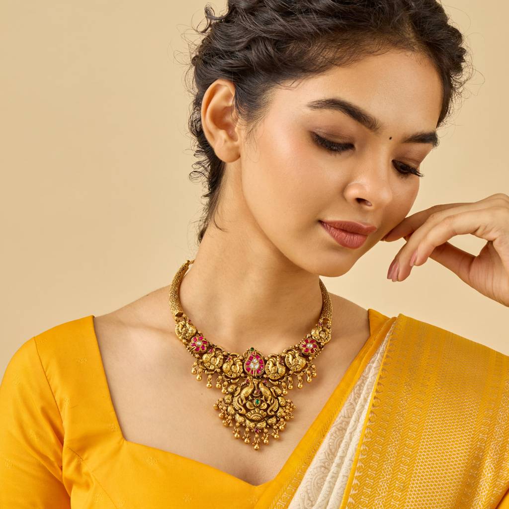 Ruby-Green Gold - Plated Bridesmaid Temple Necklace - 448258 : 448258