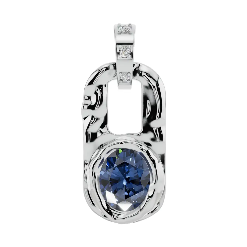 Deep Sea Link Semi Silver Pendant Necklace : VFL11-S--SM