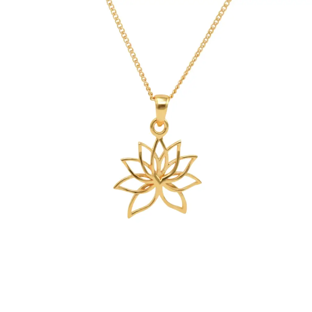 Lotus Charm Necklace |  92.5 Silver | 22K Gold Plated : 95228567