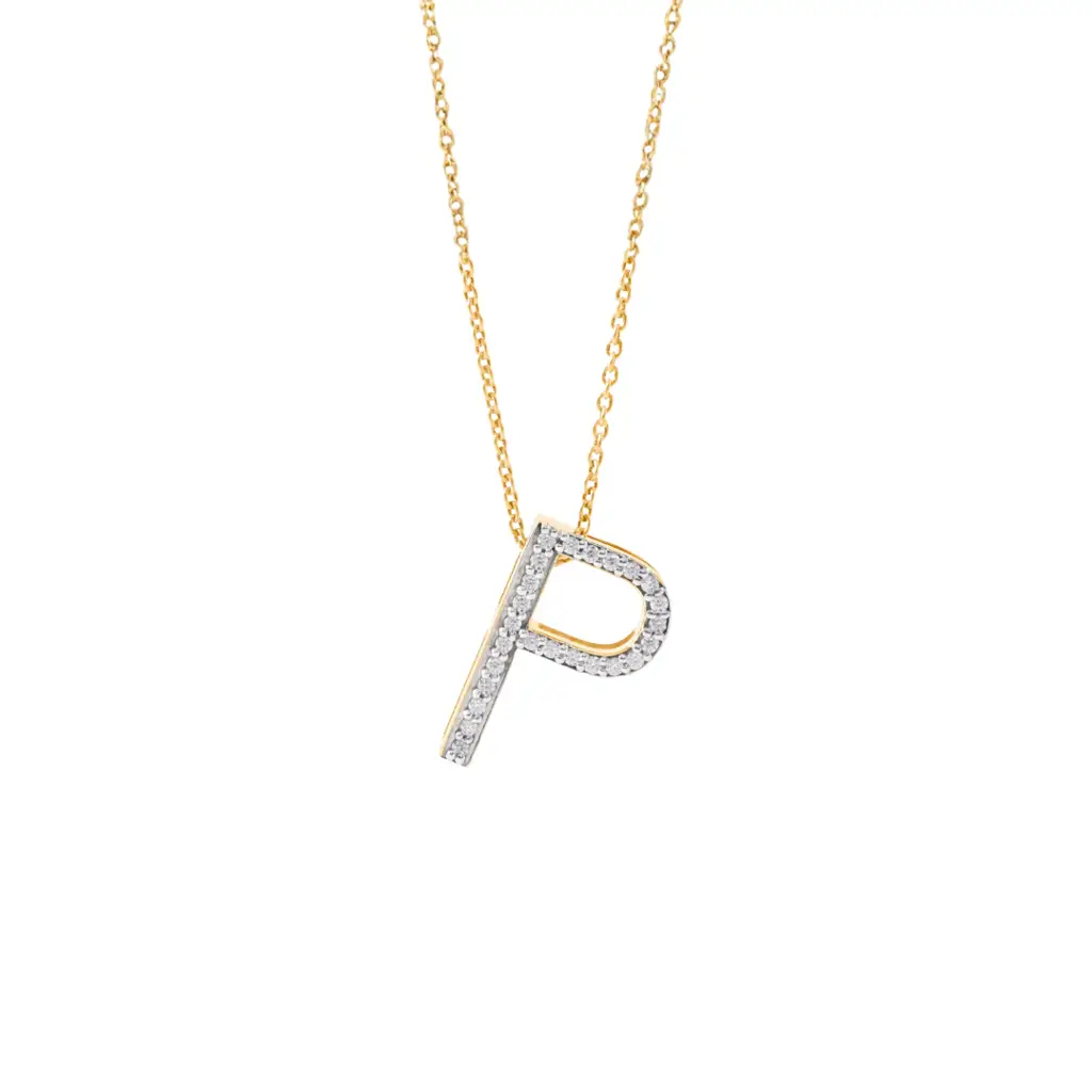 Classic P Silver Moissanite Initial Pendant : AN518SYMW