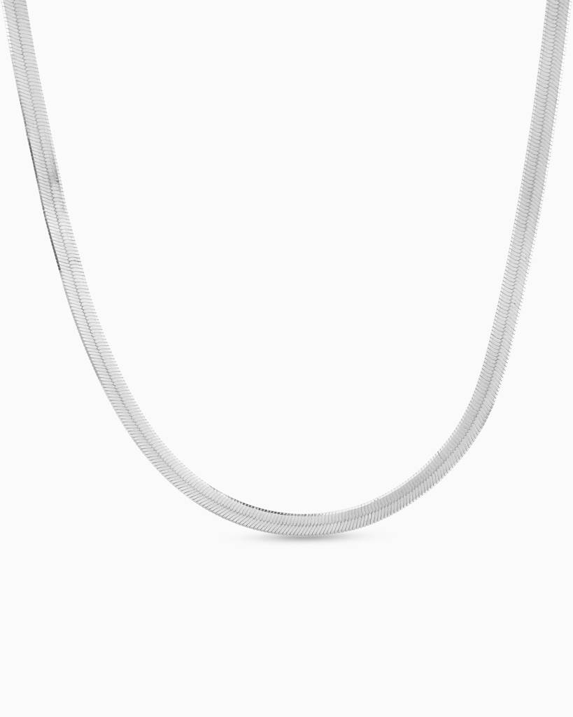 Silhouette Slim: 925 Sterling Silver Flat Herringbone Chain Necklace : TK-1501-N109-S00