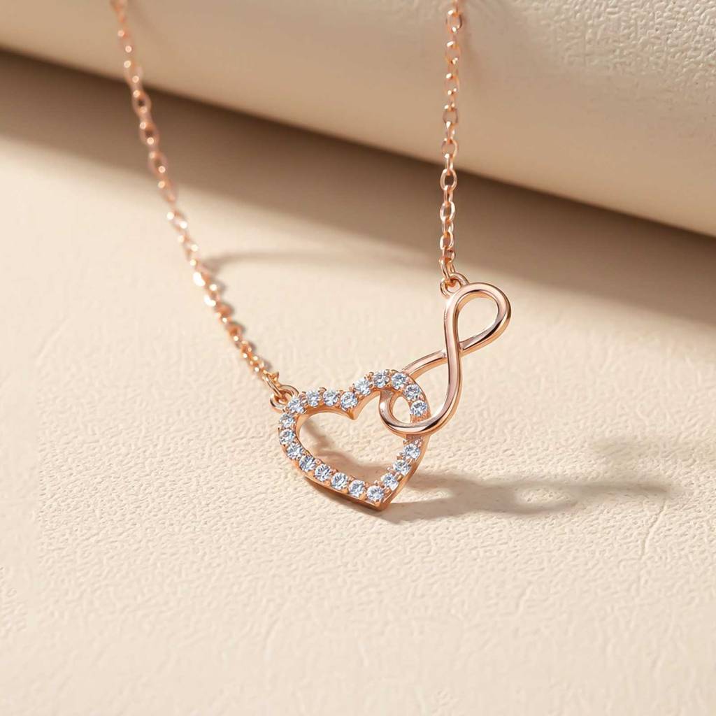 infinity pendant love necklace rose gold