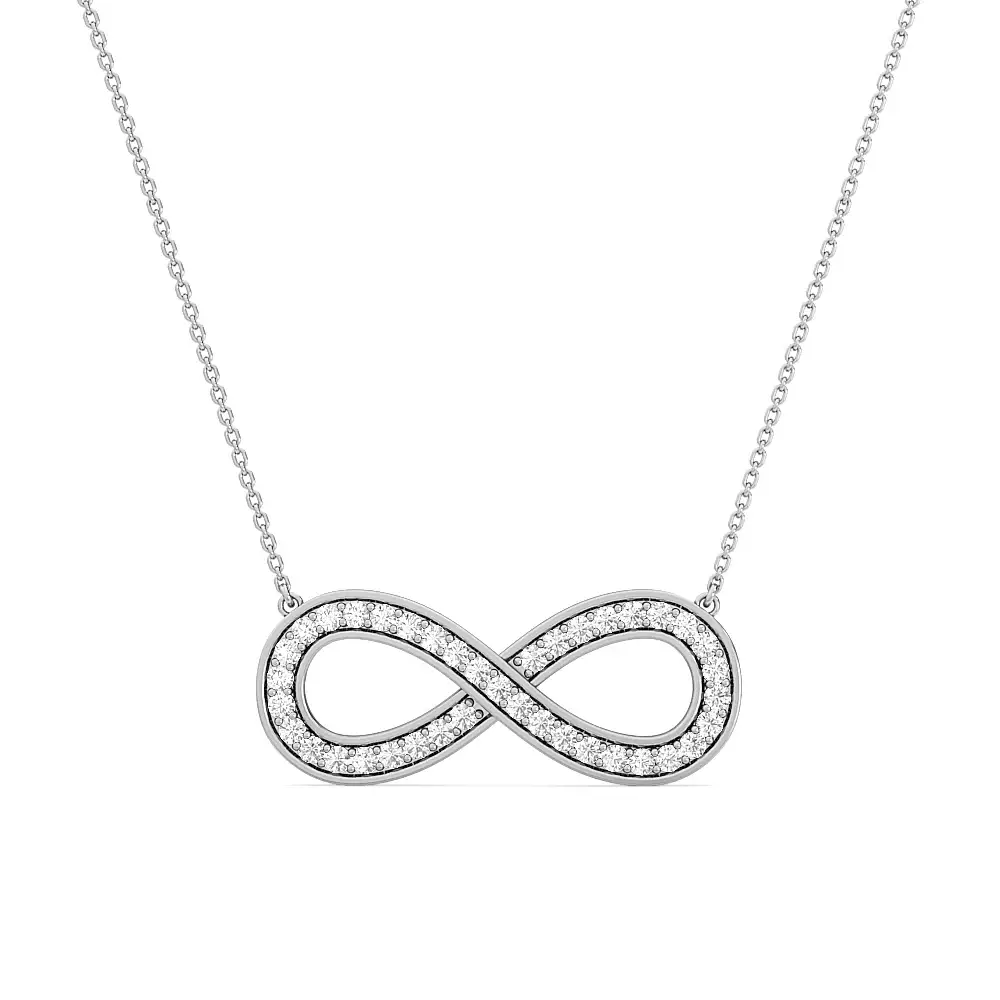 Infinity Diamond Women'S Pendant | 33 Round Cut Diamonds Endless Love Symbol Jewelry | Lab-Grown Diam : PD00160-WH-9KGold-LabD