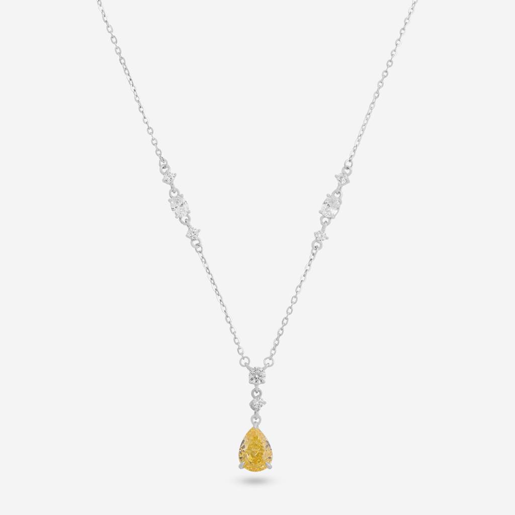 White Rodium Plated - Office Wear Silver Necklace - 466578 : 466580
