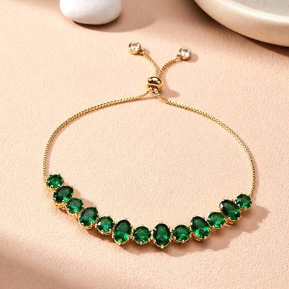 Eternz Certified Jewellery - Peora Green Gold Plated Fancy Bracelet For Women Crystal Studded Casual & Festive Wear Jewellery Gift For Her