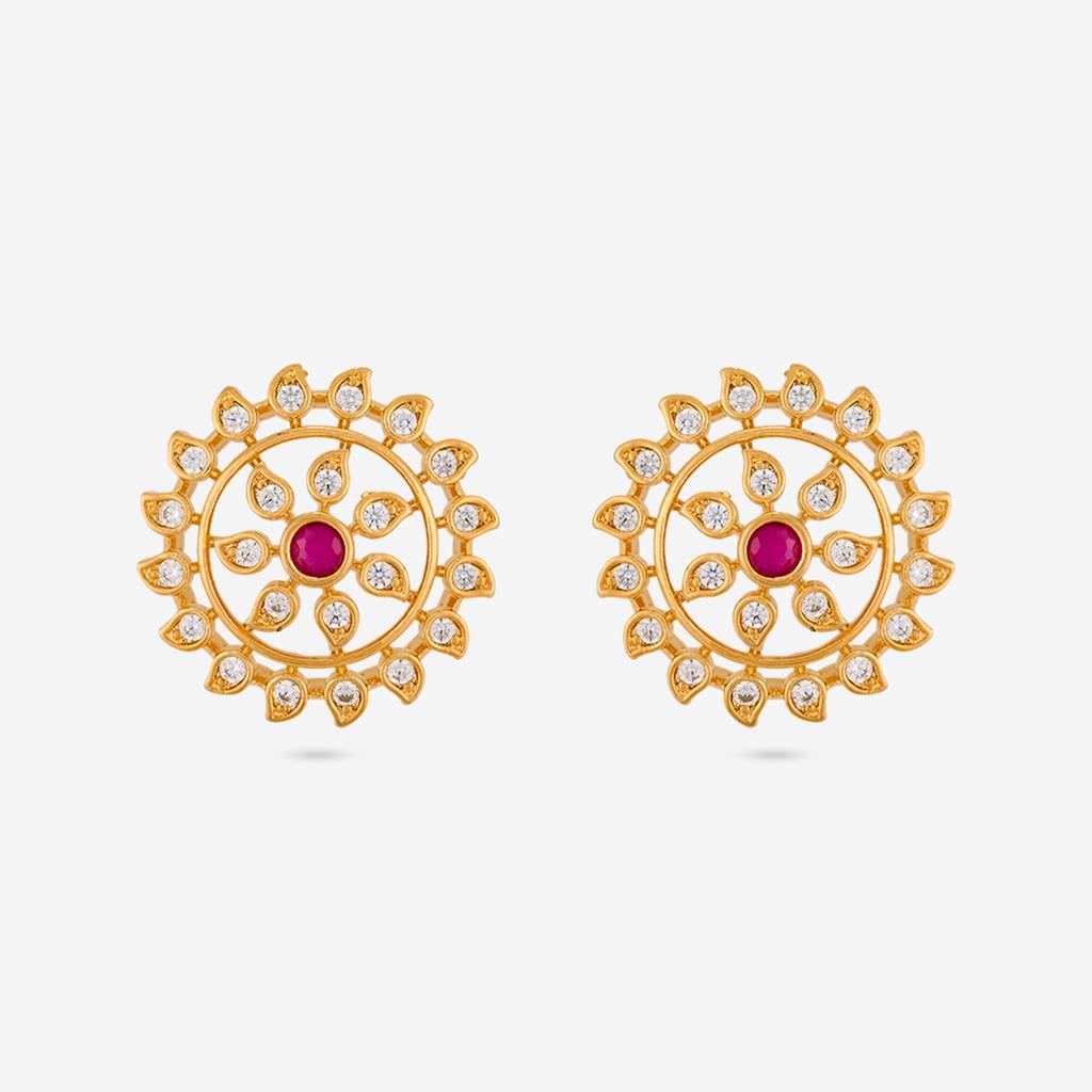 Gold - Plated Party Wear Zircon Earring - 463619 : 463618