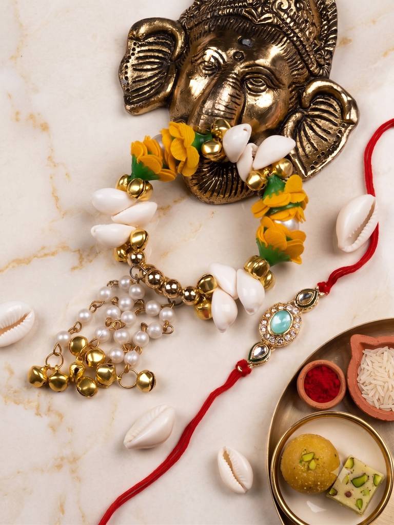 Eternz Certified Jewellery - Stile Adda Luxury Bhai Bhabhi Rakhi Set With Meenakari Design – Lumba Rakhi For Brother & Bhabhi