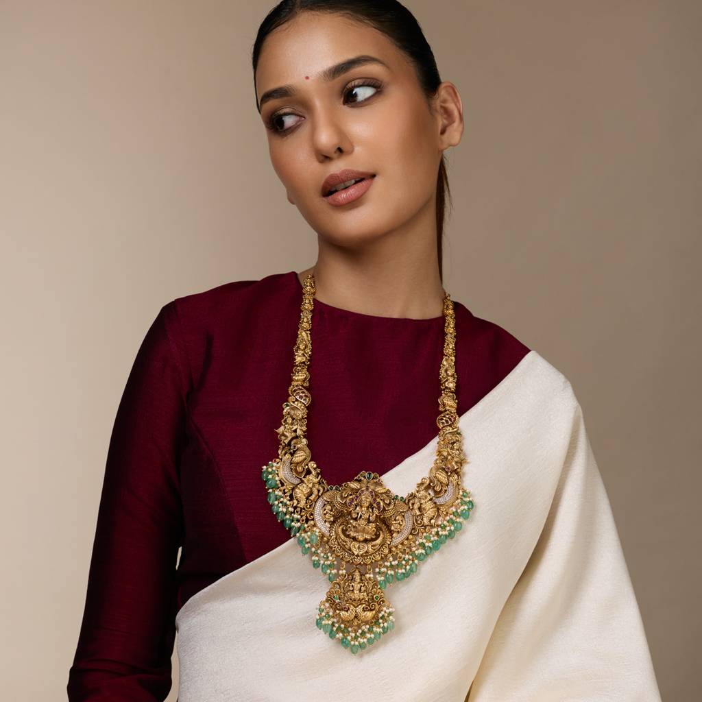 Ruby-Green Gold - Plated Bridesmaid Antique Necklace - 453911 : 453911