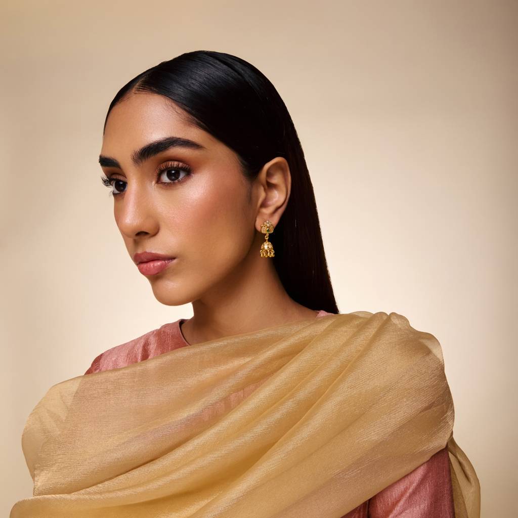 Green Gold - Plated Festive Temple Earring - 464988 : 464988