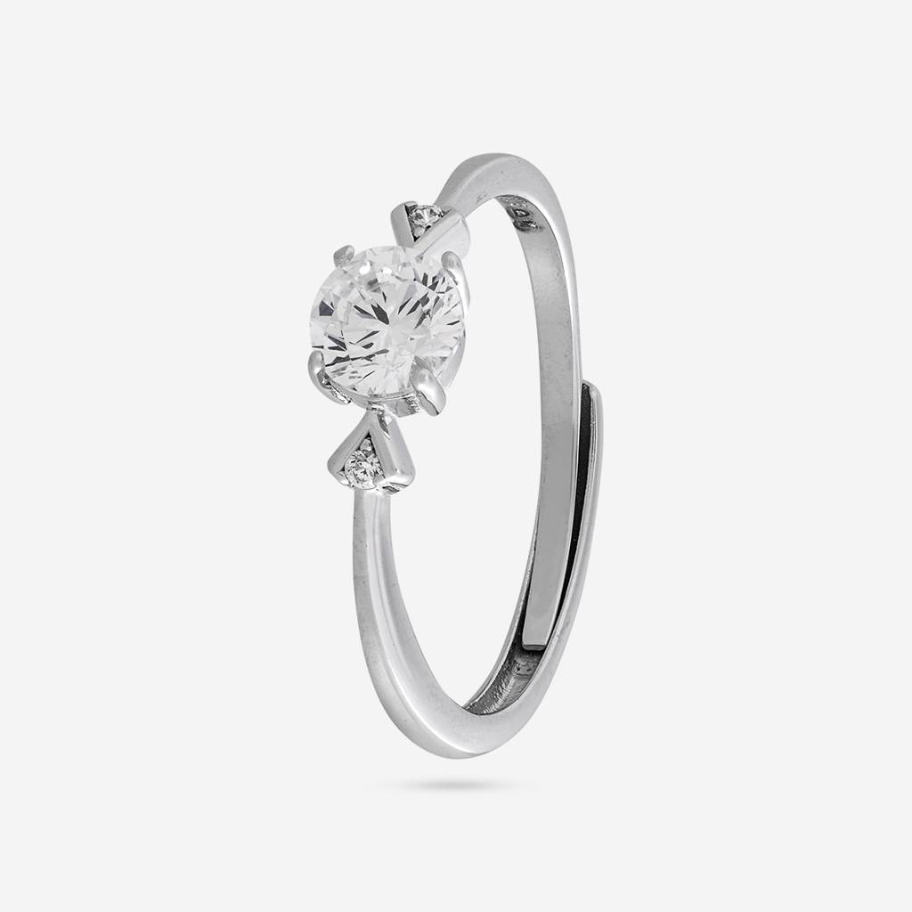 White Rodium Plated - Office Wear Silver Finger Ring - 465670 : 465670