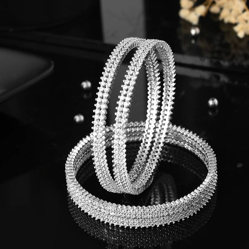 Sparkling Elegance White Cluster Setting Cz Bracelets : 8905124523270
