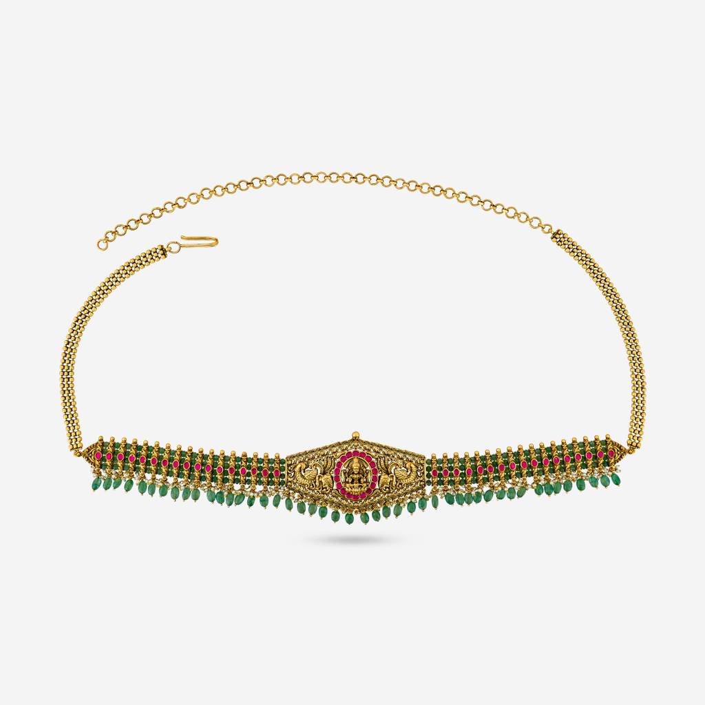 Ruby-Green Gold - Plated Bridal Antique Belt - 463367 : 463367