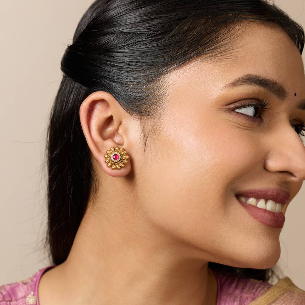 Ruby Gold - Plated Festive Antique Earring - 449335 : 449335