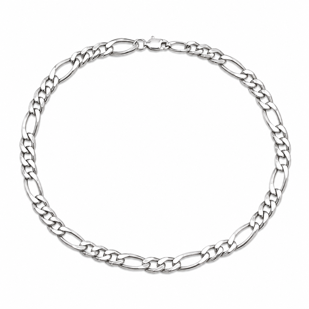 925 Sterling Silver Figaro Men’S Bracelet : SMK-M-BR-003