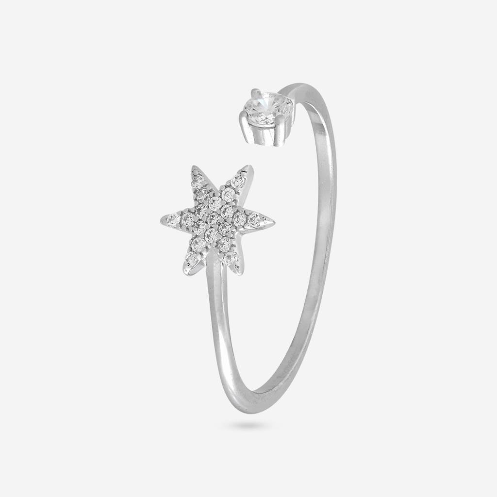 White Rodium Plated - Office Wear Silver Finger Ring - 465944 : 465944