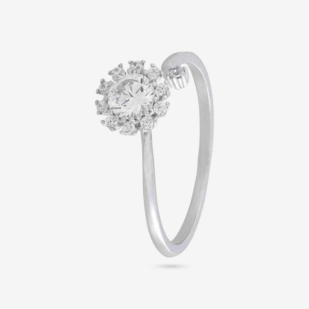 White Rodium Plated - Office Wear Silver Finger Ring - 465686 : 465686