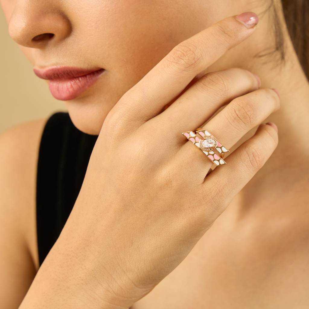 Plated Party Wear Zircon Finger Ring - 448618 : 448619