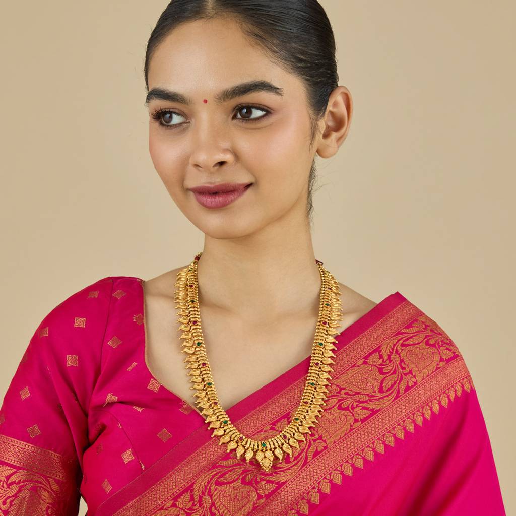 Ruby-Green Gold - Plated Bridesmaid Temple Necklace - 398983 : 398983