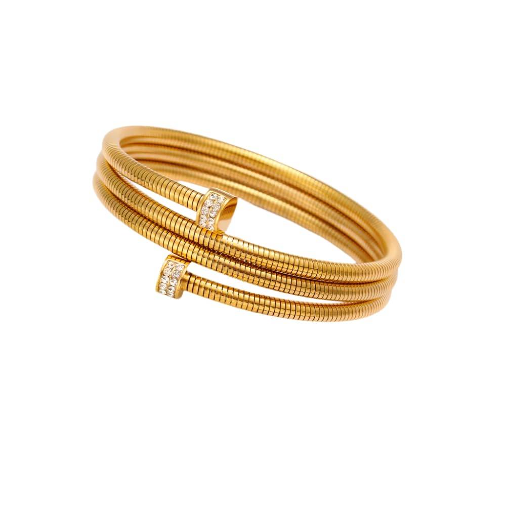 Sia Double Coil Sparkle - Gold | 18K Gold Plated | Waterproof, Hypoallergenic & Anti-Tarnish : DSVDYJ05250012