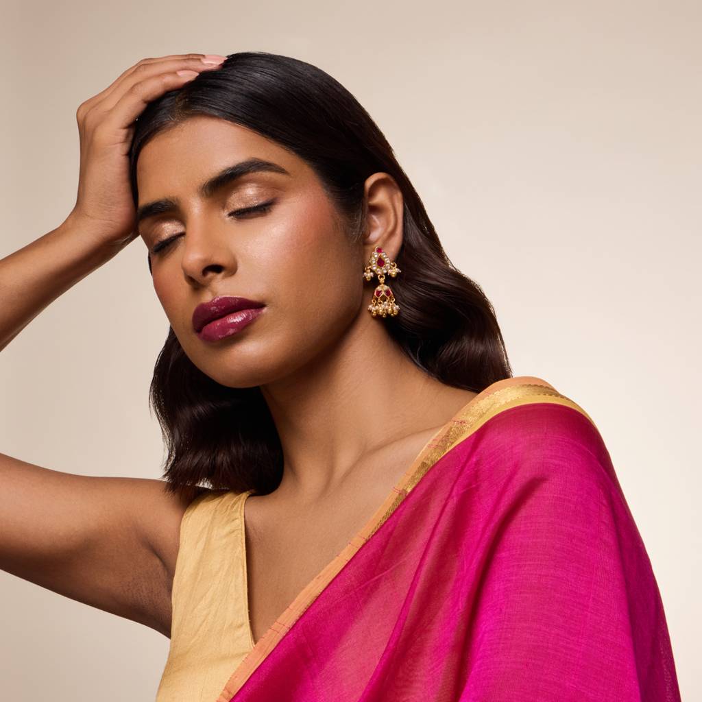 Ruby Gold - Plated Festive Temple Earring - 467829 : 467829