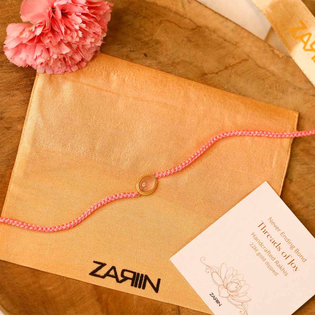 Eternz Certified Jewellery - ZARIIN Rose Quartz Healing Rakhi For Love (8 Inches)