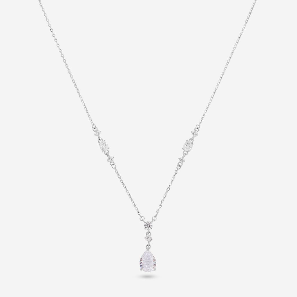 White Rodium Plated - Office Wear Silver Necklace - 466578 : 466578