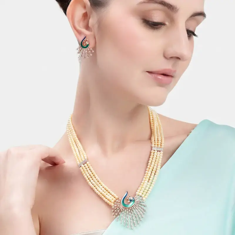 Morbagh Imperial Ruby Cz Bead Heritage Necklace Set | Reception Glam : AD-942-RGWE-NKER