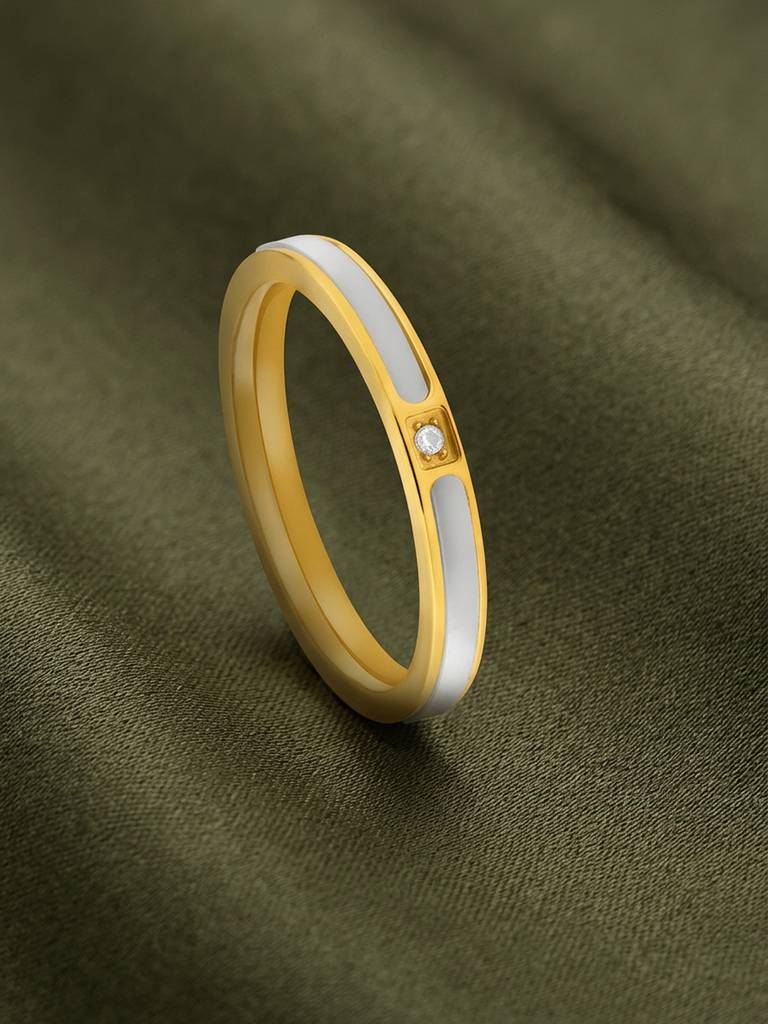 18K Gold Plated Light Ring Stainless Steel Waterproof & Anti-Tarnish : R48ASSS7G
