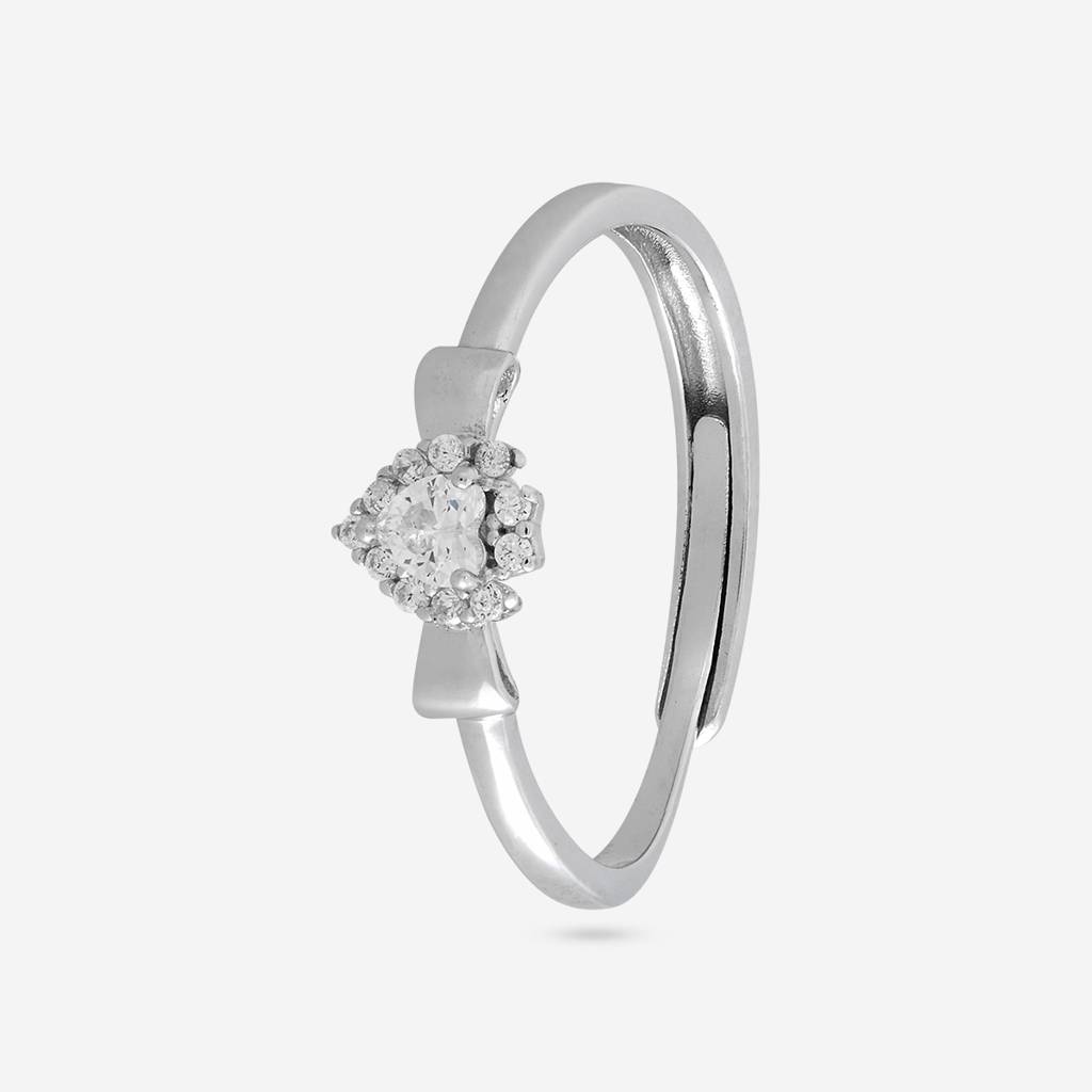White Rodium Plated - Office Wear Silver Finger Ring - 465940 : 465940