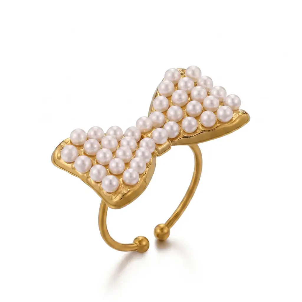 Madison Pearl Bow Open Ring : PST401