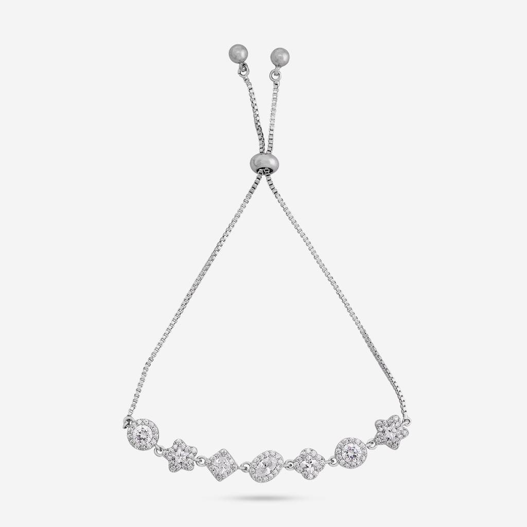 White - Plated Party Wear Zircon Bracelet - 459691 : 459692
