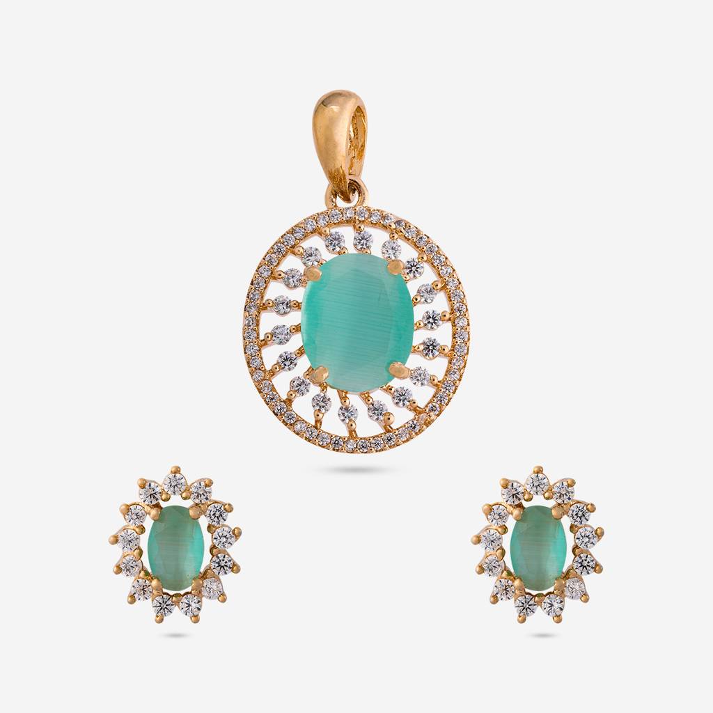 Gld Ros - Plated Party Wear Zircon Pendant Set - 470642 : 470644