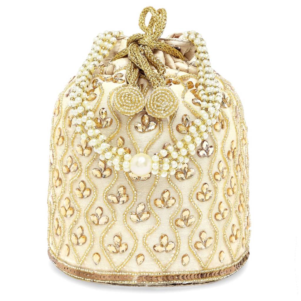 Embroidered Potli Bag For Women Handmade Ethnic Purse Evening Handbags Stylish Bridal Fashion Clutch Bag Gift For Girls : P88CRM