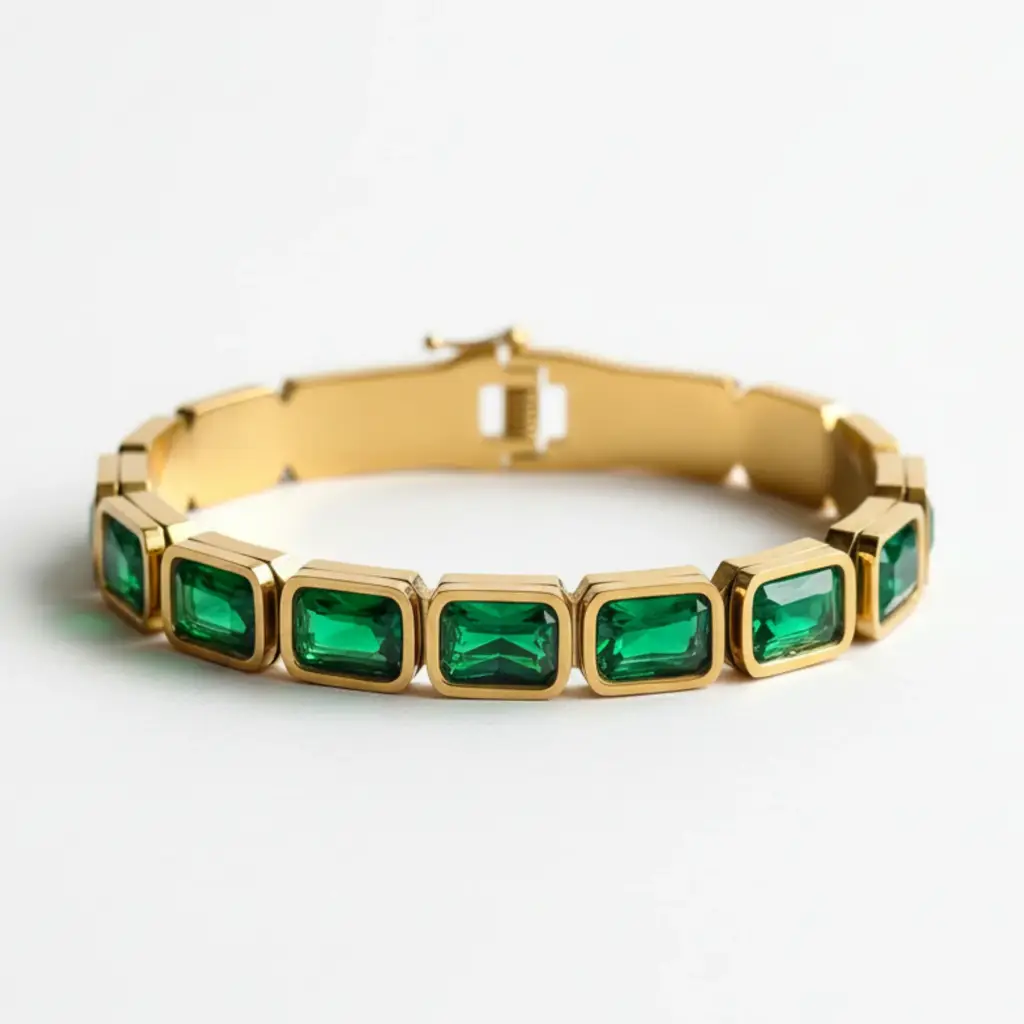 Emerald Retro Geometry Bracelet : PST099