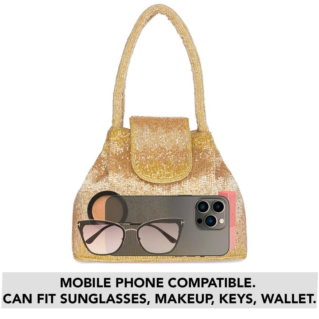 Potli Style Purses For Women Handmade Evening Handbag Stylish Bridal Fashion Wristlet Bag For Girls (P180C) : P180G