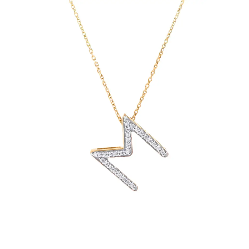 Classic M Silver Moissanite Initial Pendant : AN516SYMW