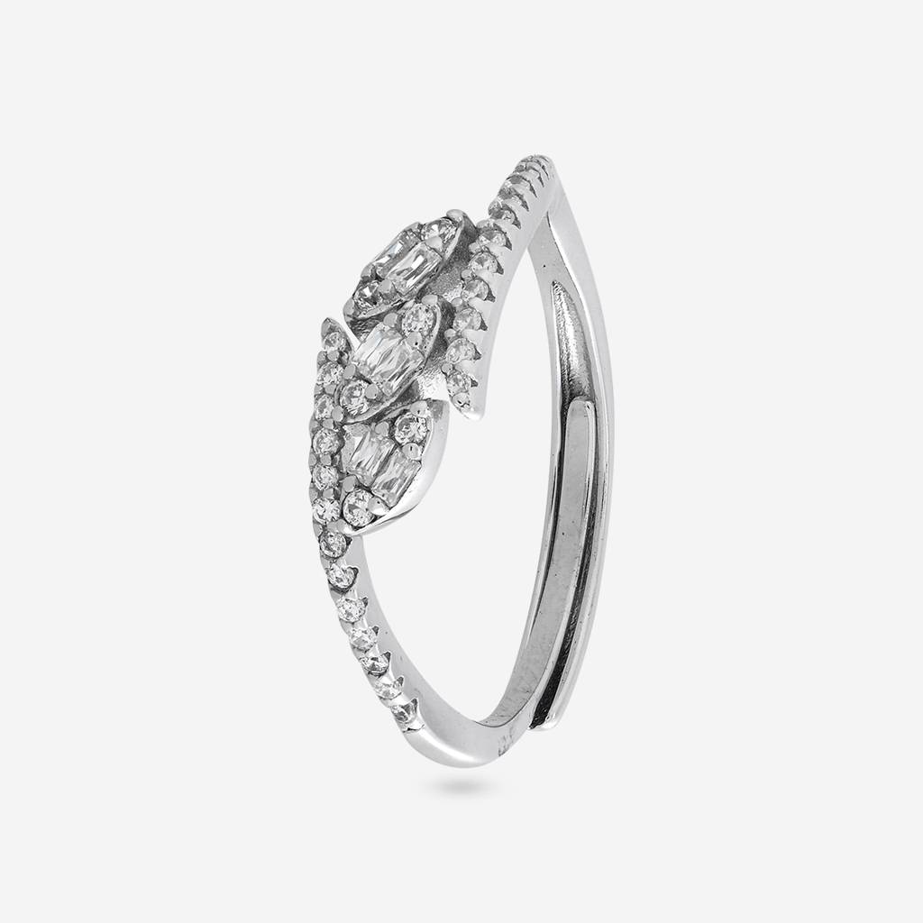 White Rodium Plated - Office Wear Silver Finger Ring - 465871 : 465871