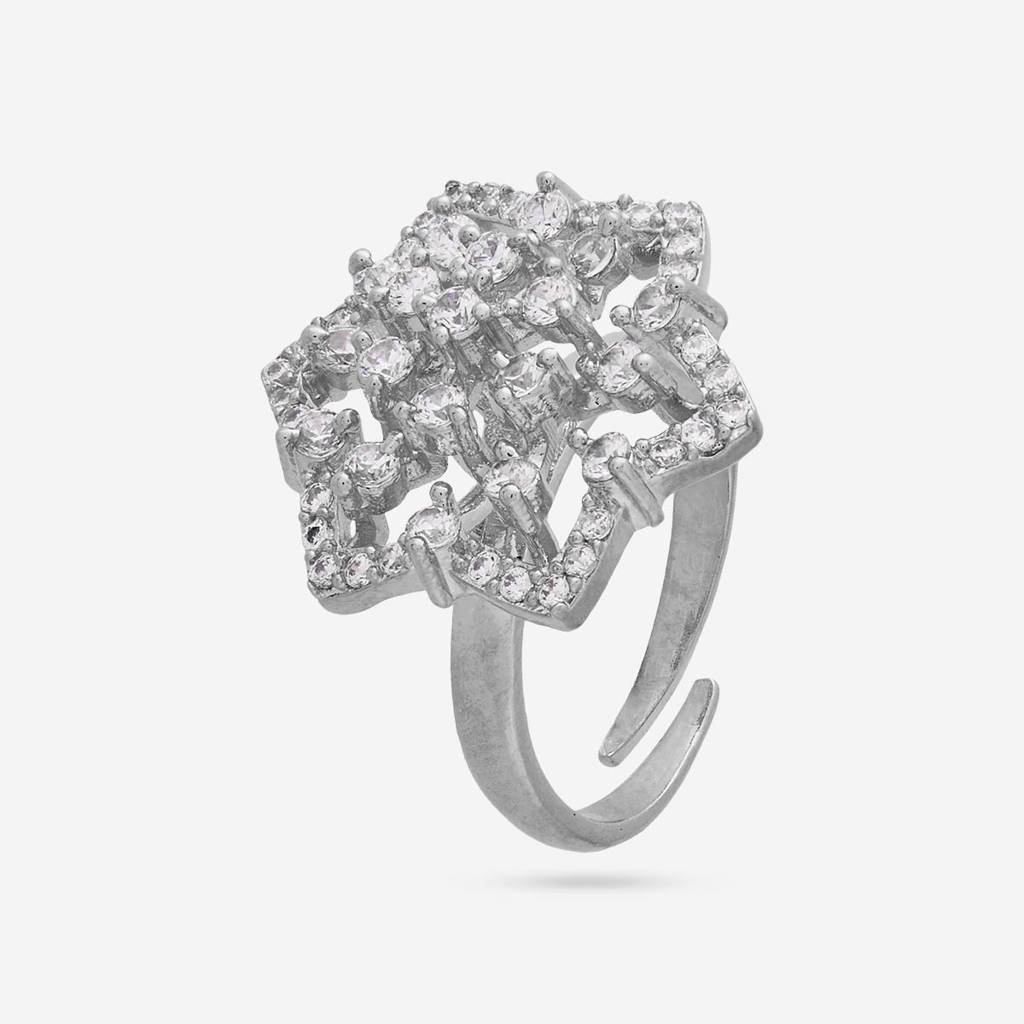 White - Plated Party Wear Zircon Finger Ring - 469256 : 469257