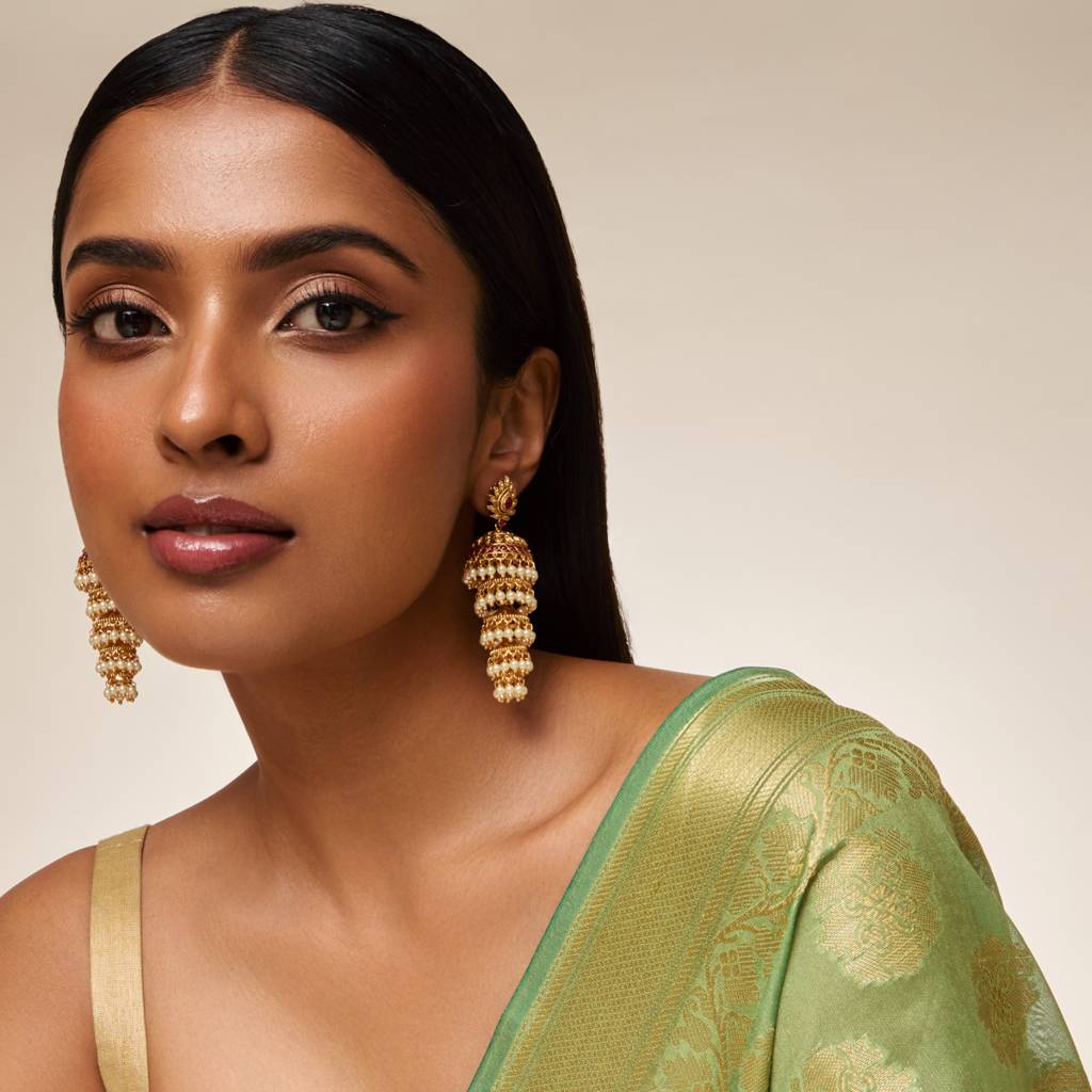 Ruby Gold - Plated Bridal Antique Earring - 460626 : 460626