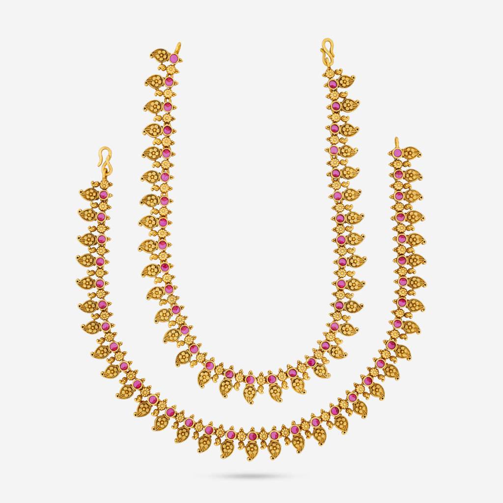 Ruby Gold - Plated Bridal Antique Payal - 465176 : 465176