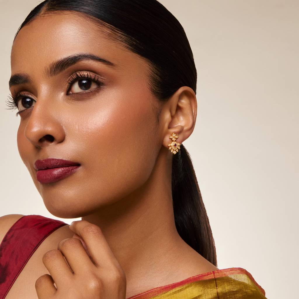 Ruby Gold - Plated Festive Temple Earring - 462031 : 462031