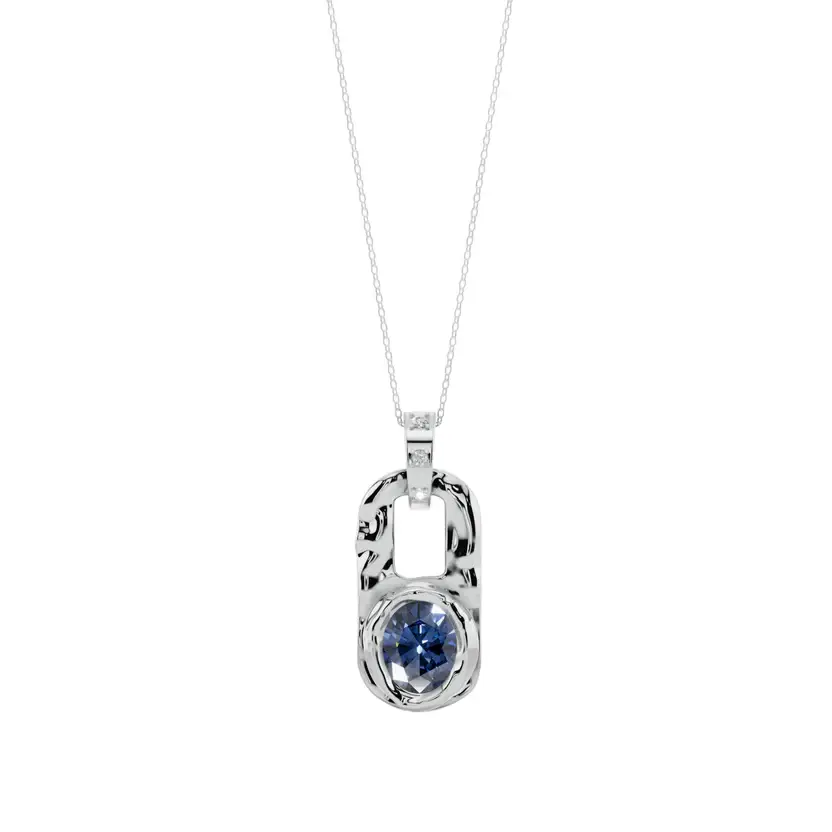 Deep Sea Link Semi Silver Pendant Necklace : VFL11-S-SM--C