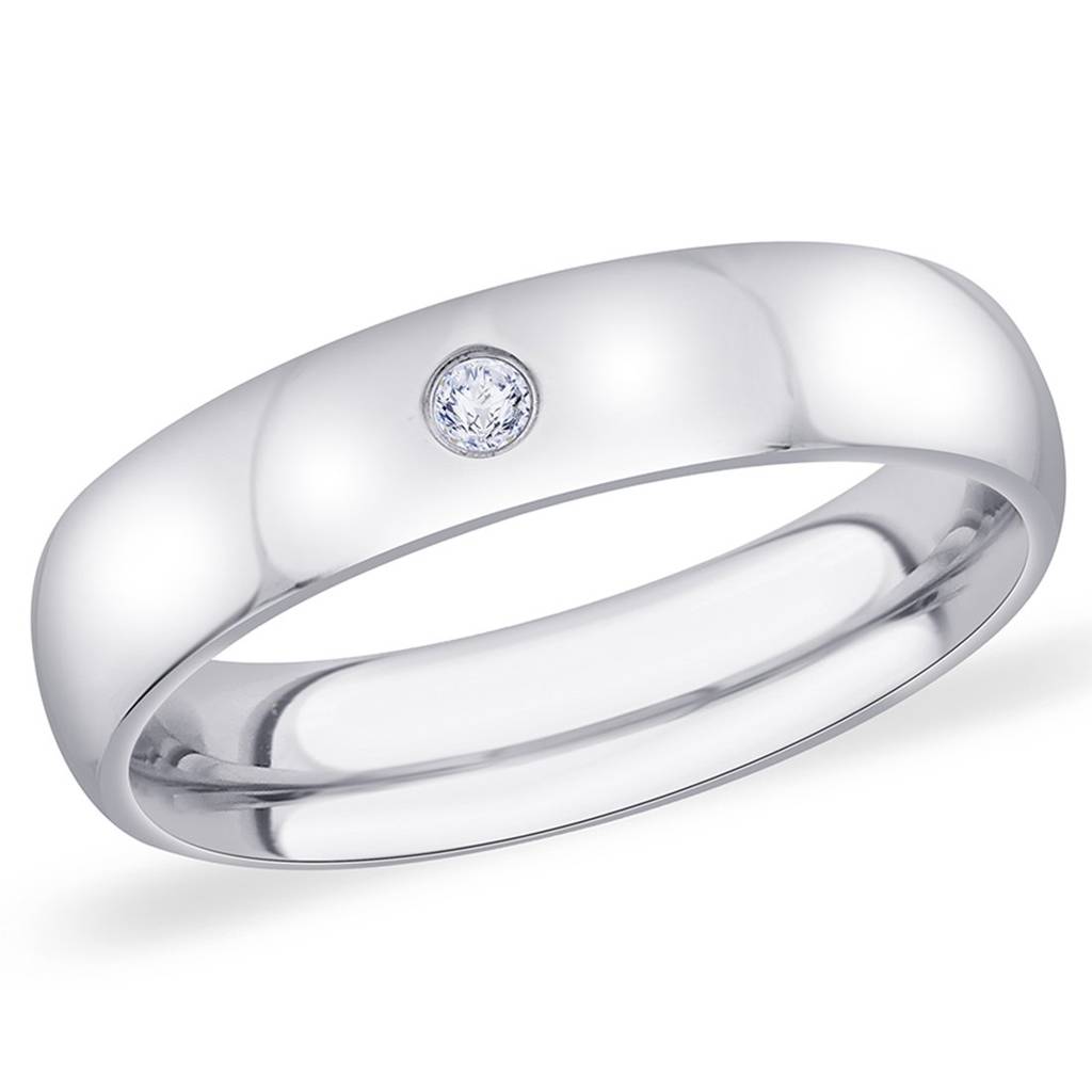 316L Stainless Steel Silver Plated Cz Band Ring For Men Size- Us 9, Gifts For Men : PX8R03-9