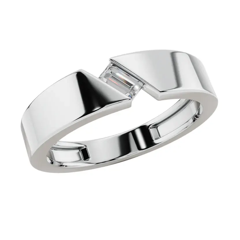 Modern Baguette Cut Men’S 925 Silver Ring : VMR13-S-16